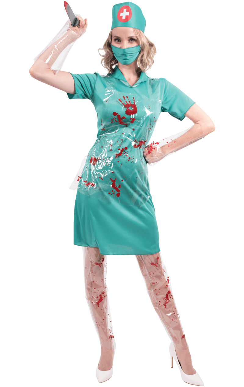 Costume di Halloween da infermiera sanguinante per adulti