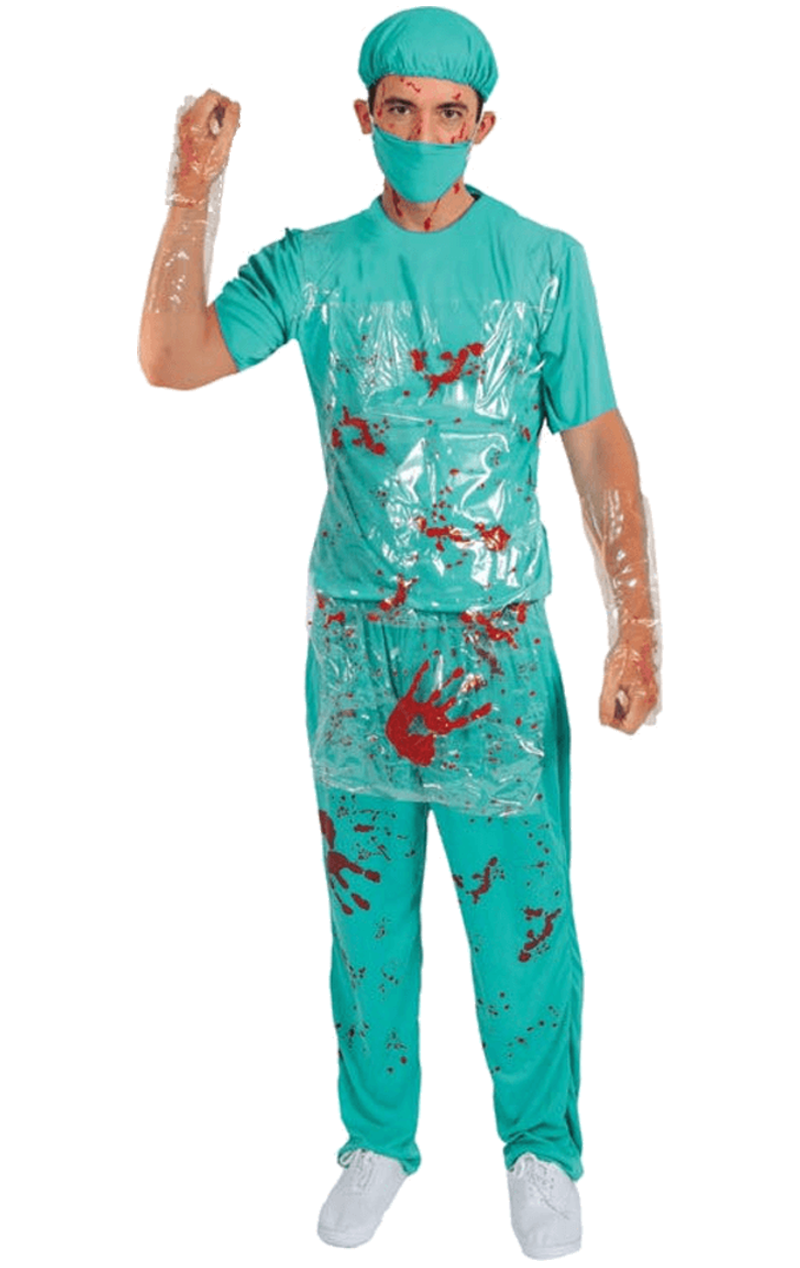 Costume di Halloween da chirurgo sanguinante per adulto