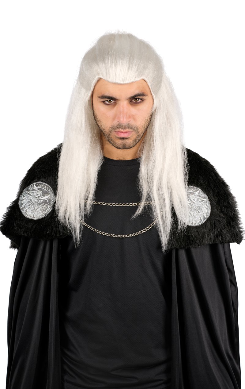 Adult White Long Warrior Wig Accessory - Joke.co.uk