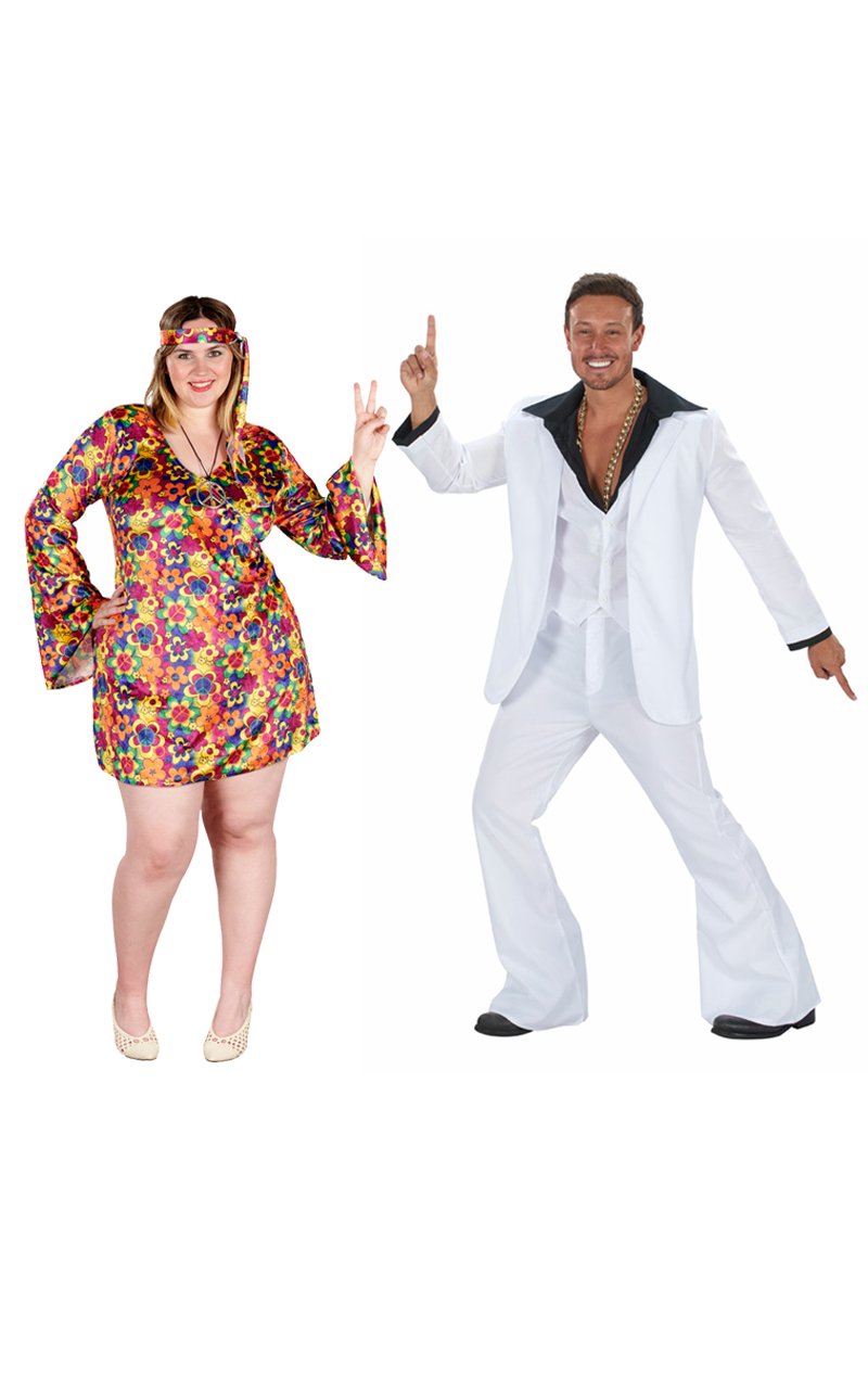 Flower Power & Disco Man Couples Costume - Joke.co.uk