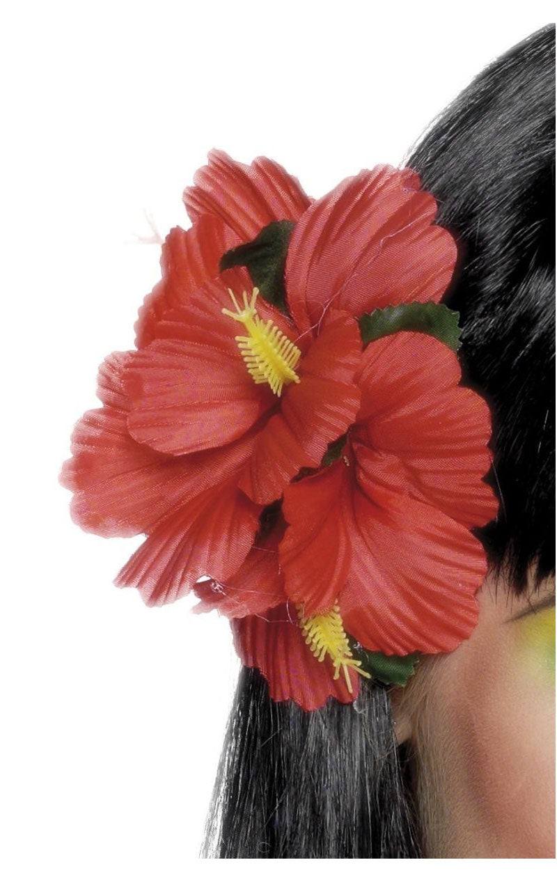 Accessorio per fermagli per capelli a fiore rosso hawaiano