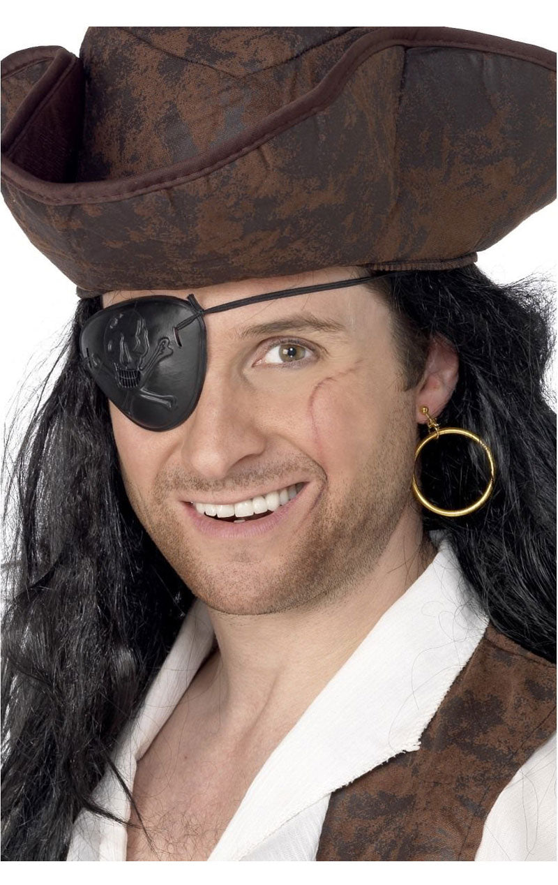 Set di benda sull'occhio e orecchini da pirata