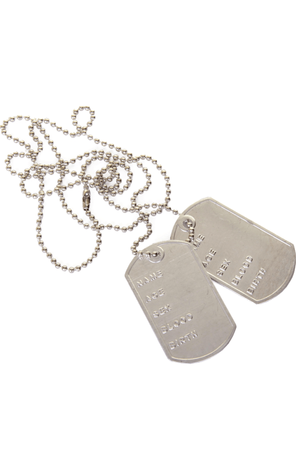 Collana in argento con piastrina per cani dell'esercito
