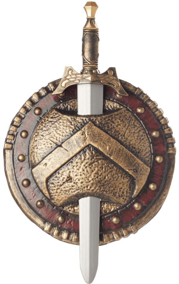 Scudo e spada da combattimento spartani