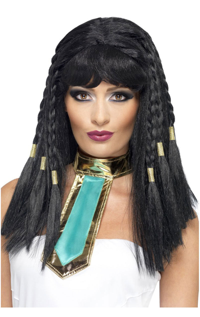 Parrucca Cleopatra Nera Con Trecce