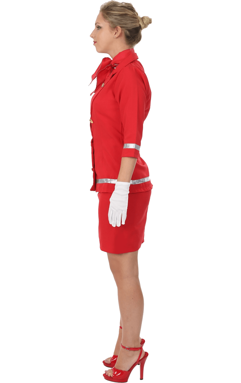 Costume da hostess rossa frizzante per adulti