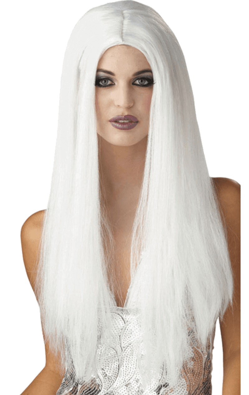 Parrucca di Halloween bianca lunga da donna
