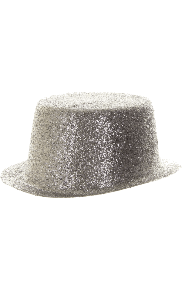 Accessorio per cappello a cilindro con glitter argento