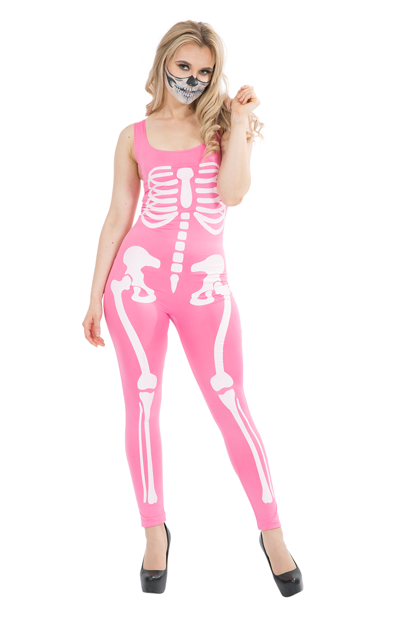 Tuta da donna rosa scheletro