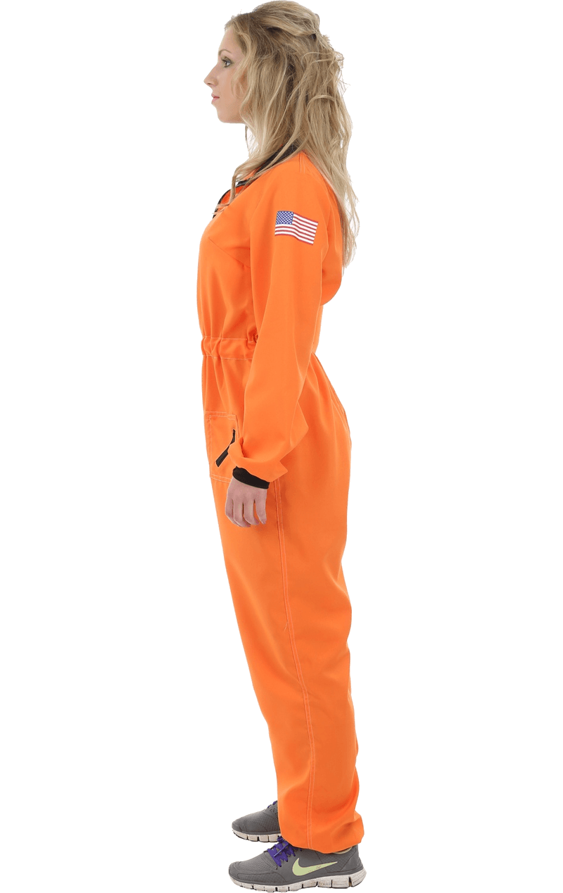 Costume da astronauta arancione da donna adulta