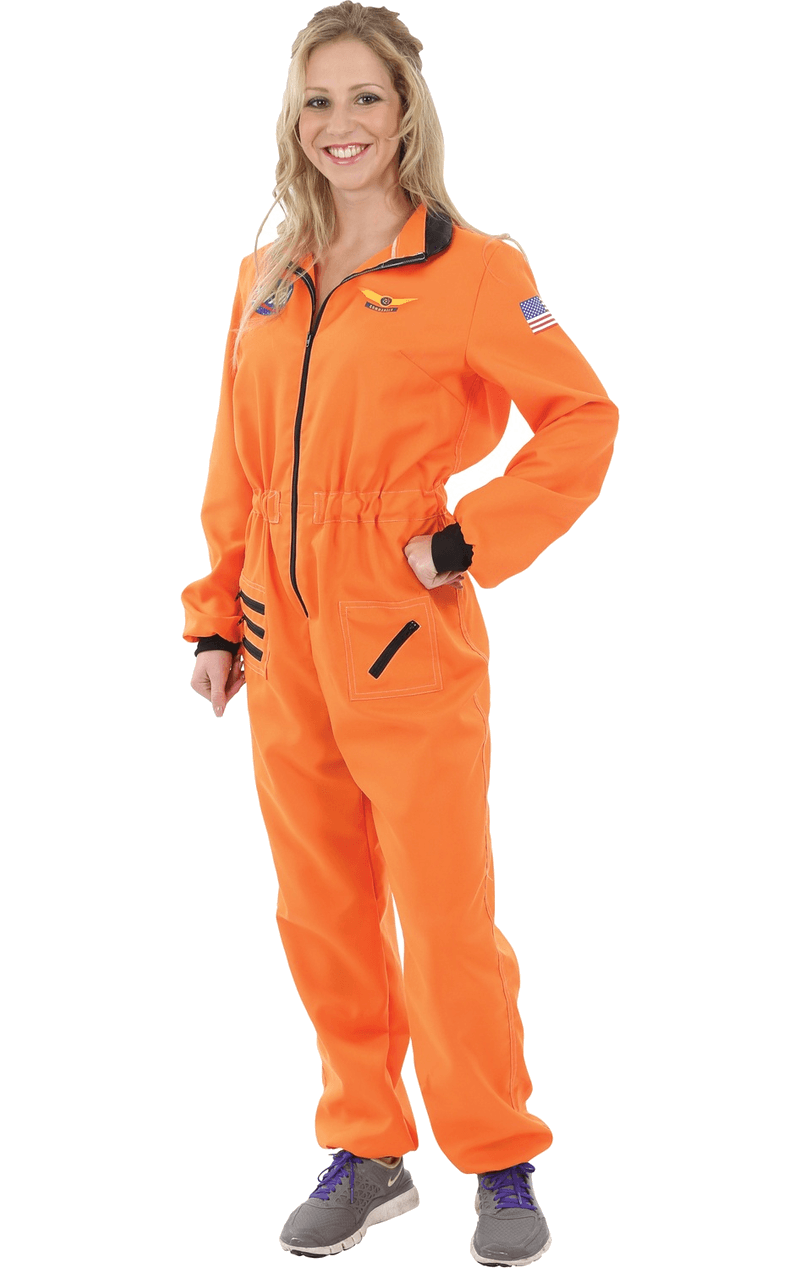 Costume da astronauta arancione da donna adulta