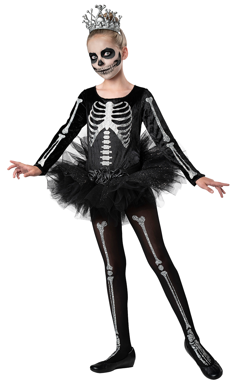 Costume di Halloween da ballerina scheletro per ragazze