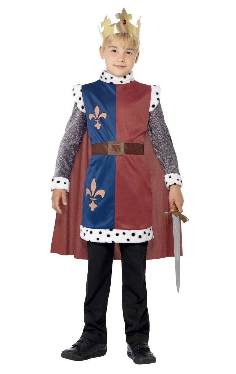 Costume tunica medievale di Re Artù per bambini