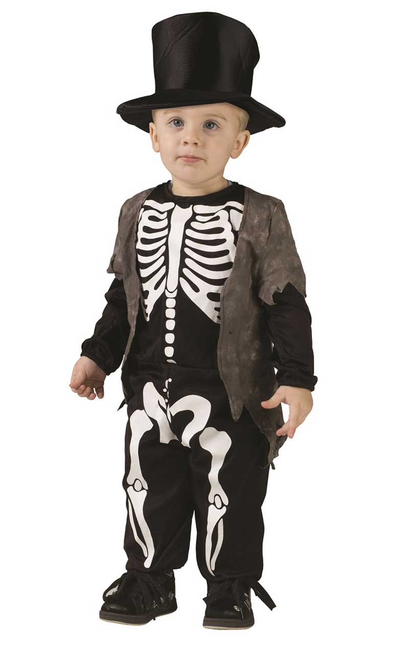 Costume di Halloween da scheletro felice per ragazzi