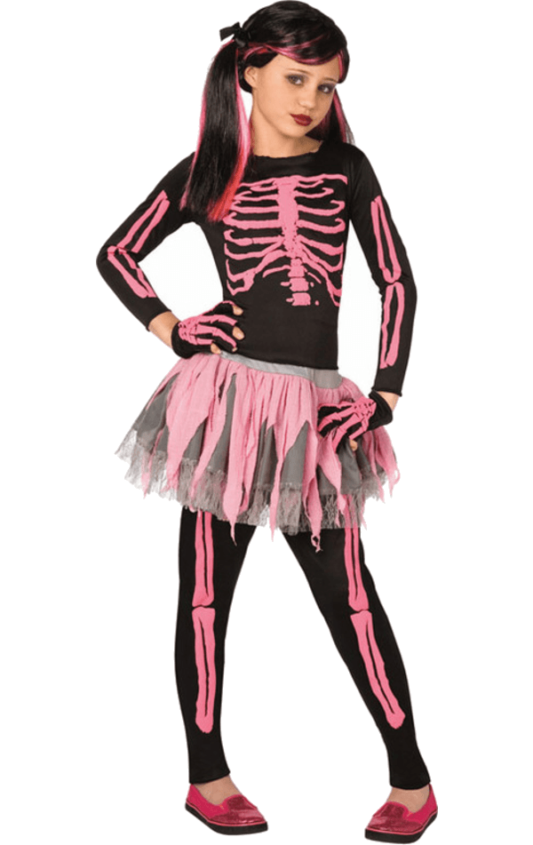 Costume da scheletro rosa per bambini
