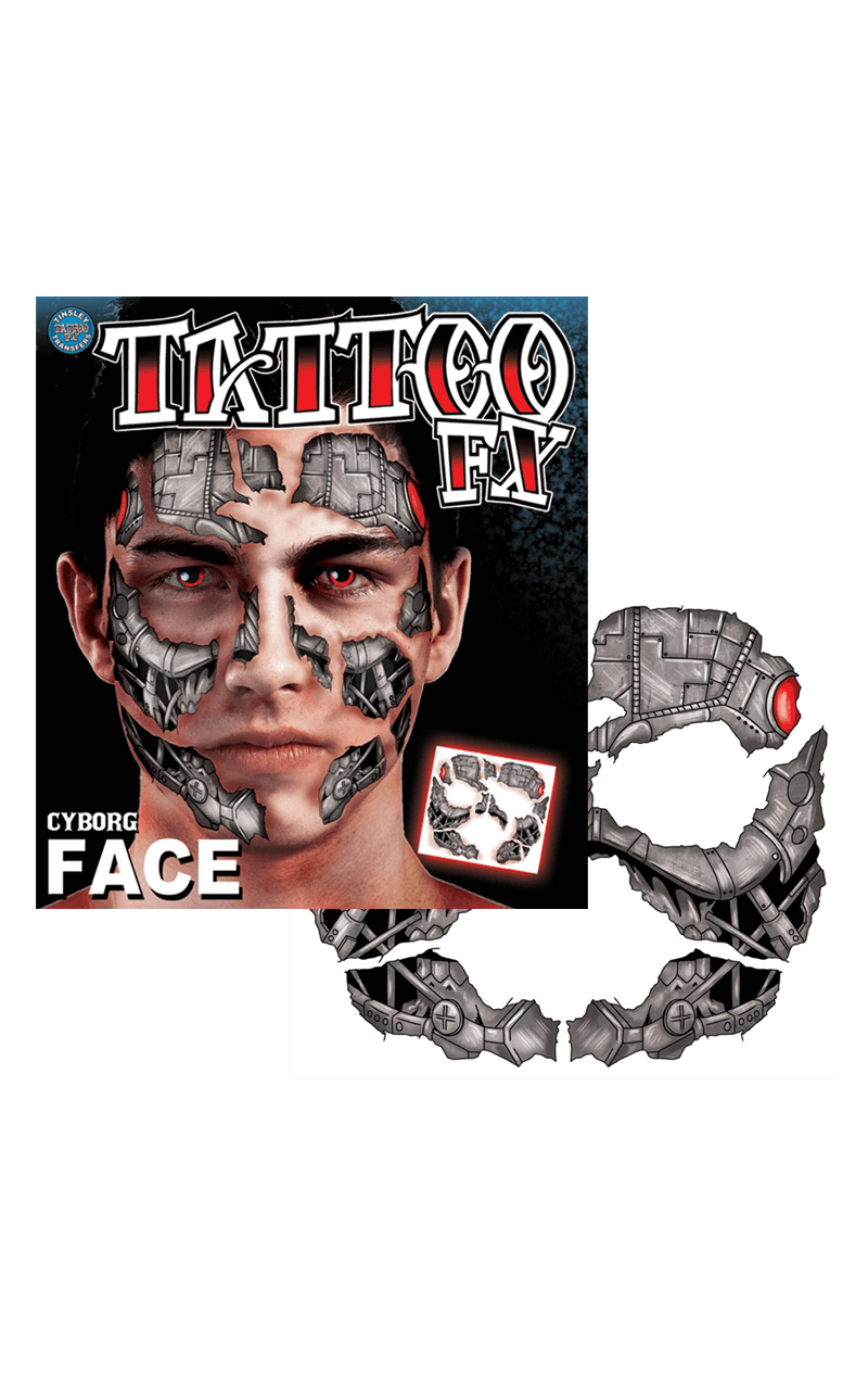 Tatuaggio temporaneo viso cyborg
