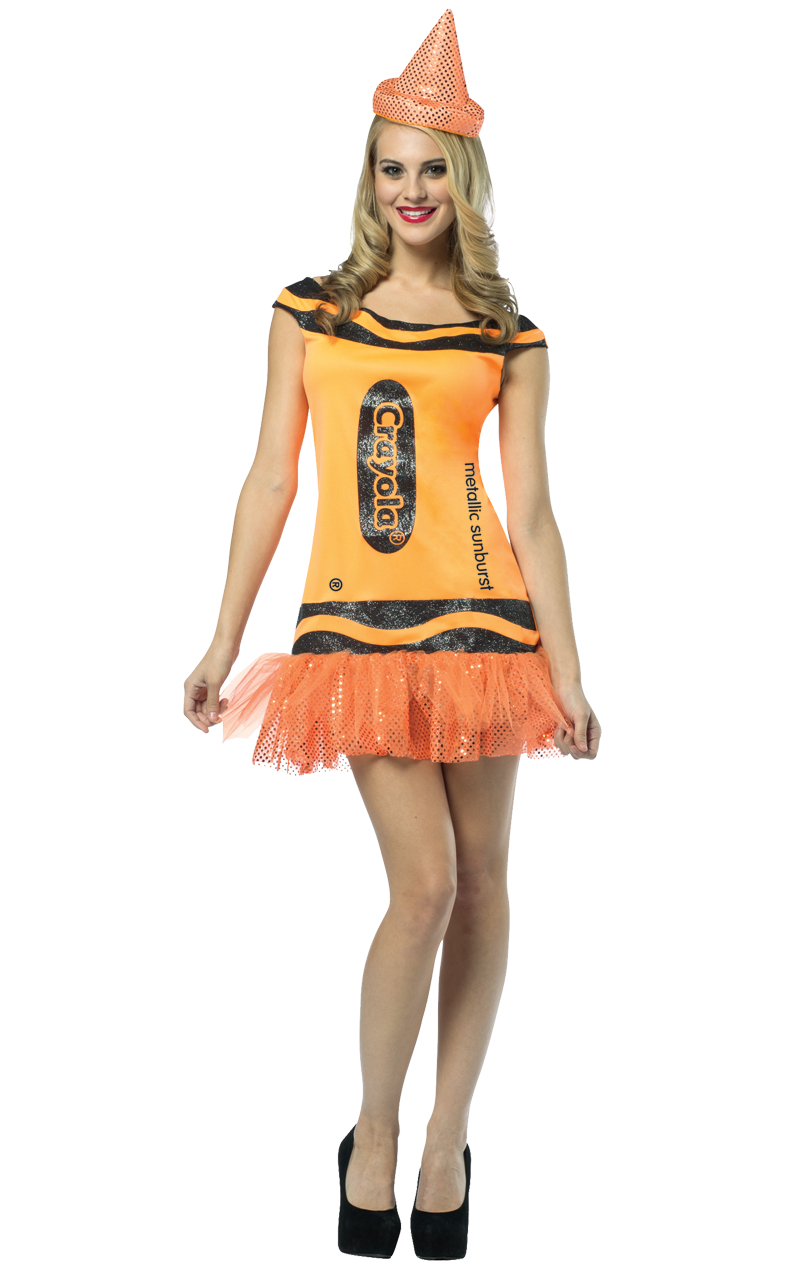Costume Crayola con glitter arancione per adulto