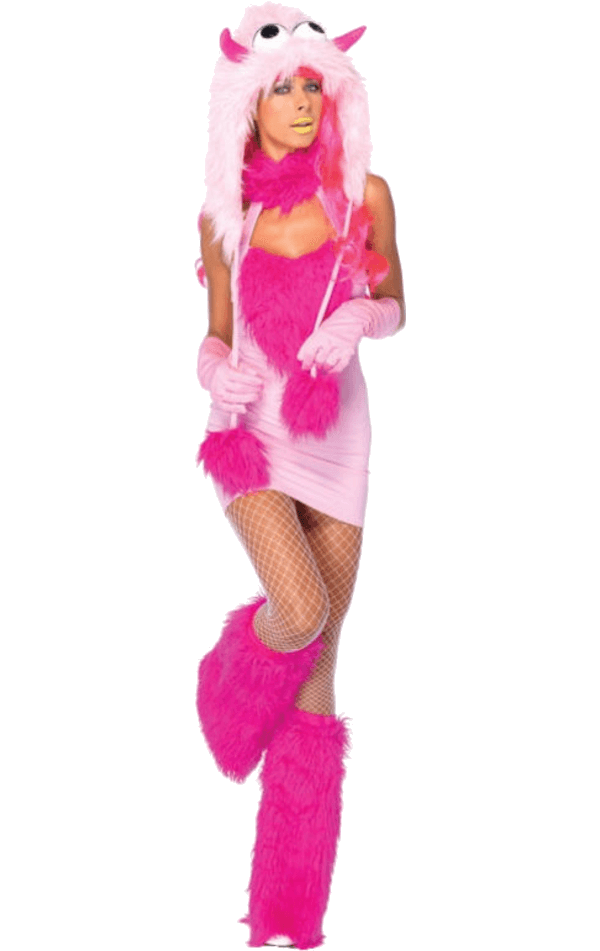 Costume da mostro lanugine rosa da donna