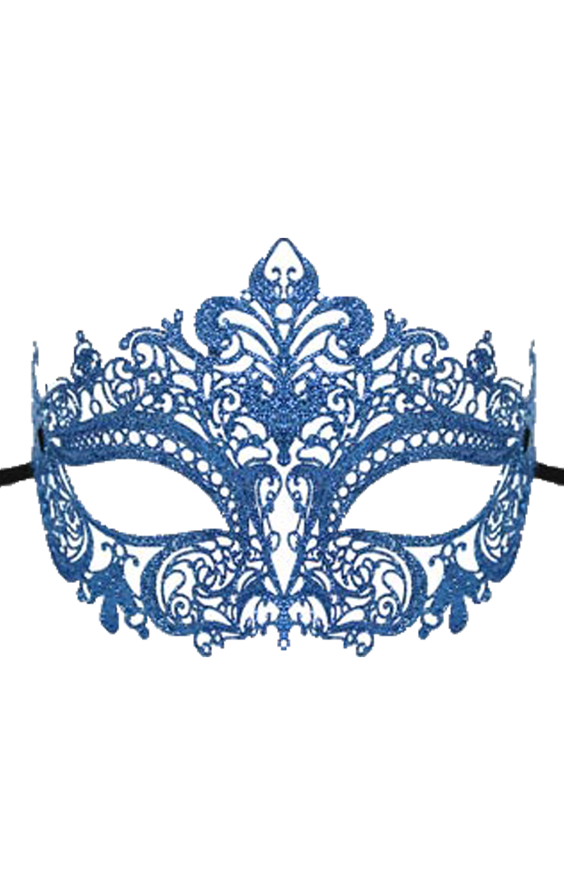 Maschera in maschera con glitter blu